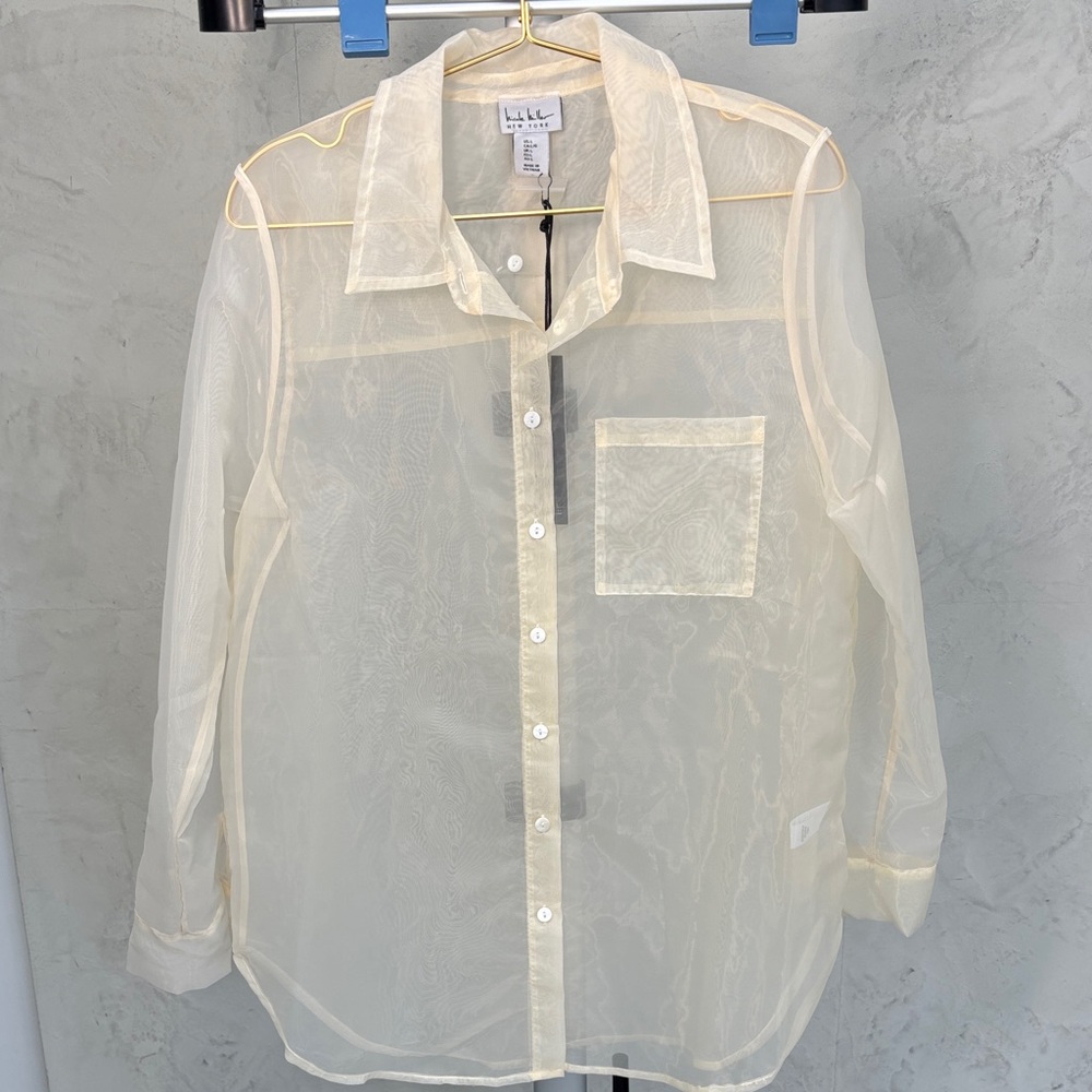 Nicole Miller Cream Sheer Blouse